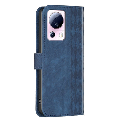 Xiaomi 13 Lite 5G Plaid Embossed Leather Phone Case – Premium Wallet Kickstand & Shock Absorption for Durable Protection