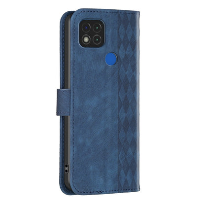Xiaomi Redmi 9C Plaid Embossed Leather Phone Case – Premium Wallet Kickstand & Shock Absorption for Durable Protection