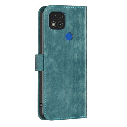 Xiaomi Redmi 9C Plaid Embossed Leather Phone Case – Premium Wallet Kickstand & Shock Absorption for Durable Protection