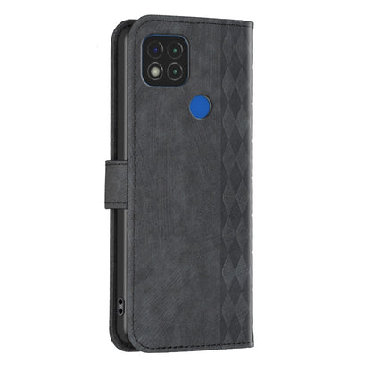 Xiaomi Redmi 9C Plaid Embossed Leather Phone Case – Premium Wallet Kickstand & Shock Absorption for Durable Protection