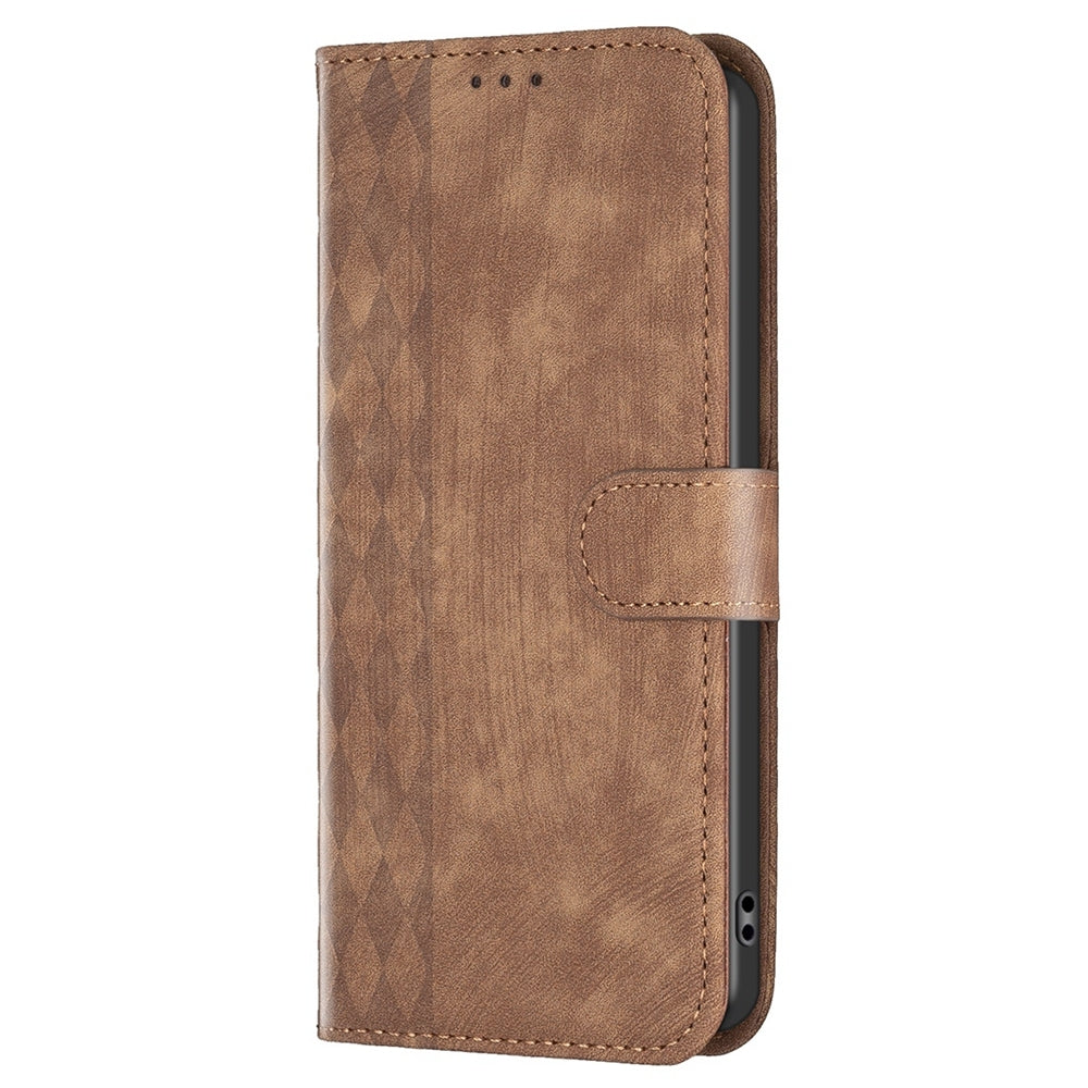 Xiaomi Redmi Note 11E Plaid Embossed Leather Phone Case – Premium Wallet Kickstand & Shock Absorption for Durable Protection
