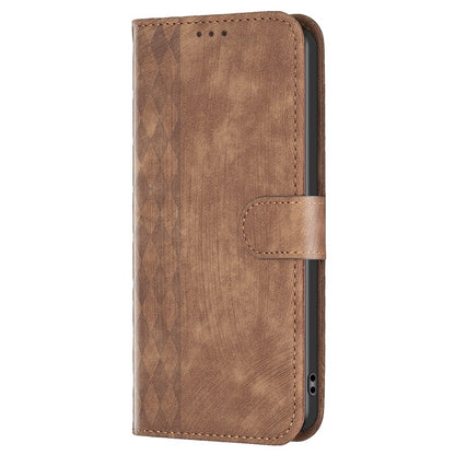 Xiaomi Redmi Note 11E Plaid Embossed Leather Phone Case – Premium Wallet Kickstand & Shock Absorption for Durable Protection