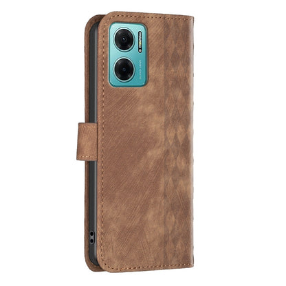 Xiaomi Redmi Note 11E Plaid Embossed Leather Phone Case – Premium Wallet Kickstand & Shock Absorption for Durable Protection
