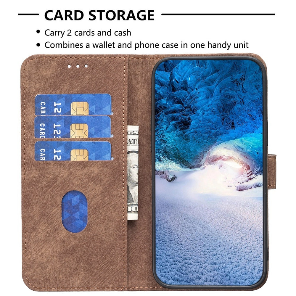 Xiaomi Redmi Note 11E Plaid Embossed Leather Phone Case – Premium Wallet Kickstand & Shock Absorption for Durable Protection