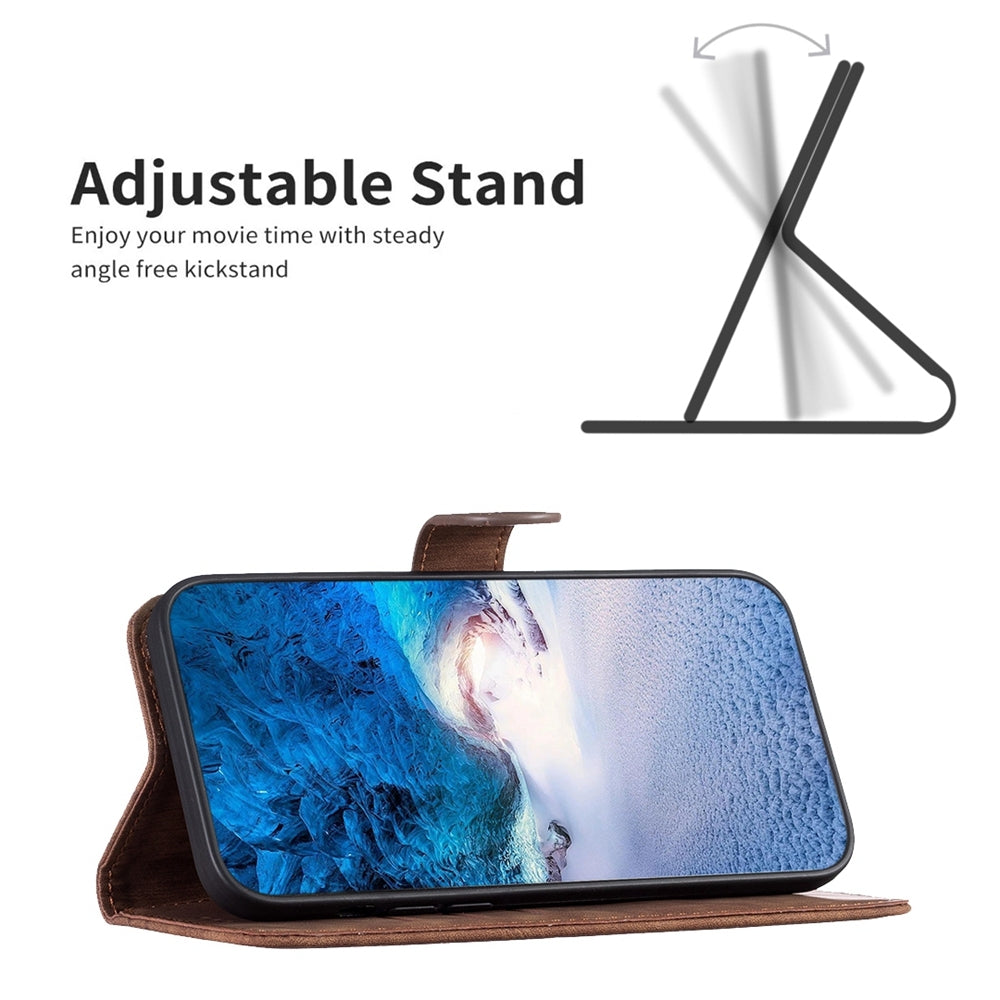 Xiaomi Redmi Note 11E Plaid Embossed Leather Phone Case – Premium Wallet Kickstand & Shock Absorption for Durable Protection
