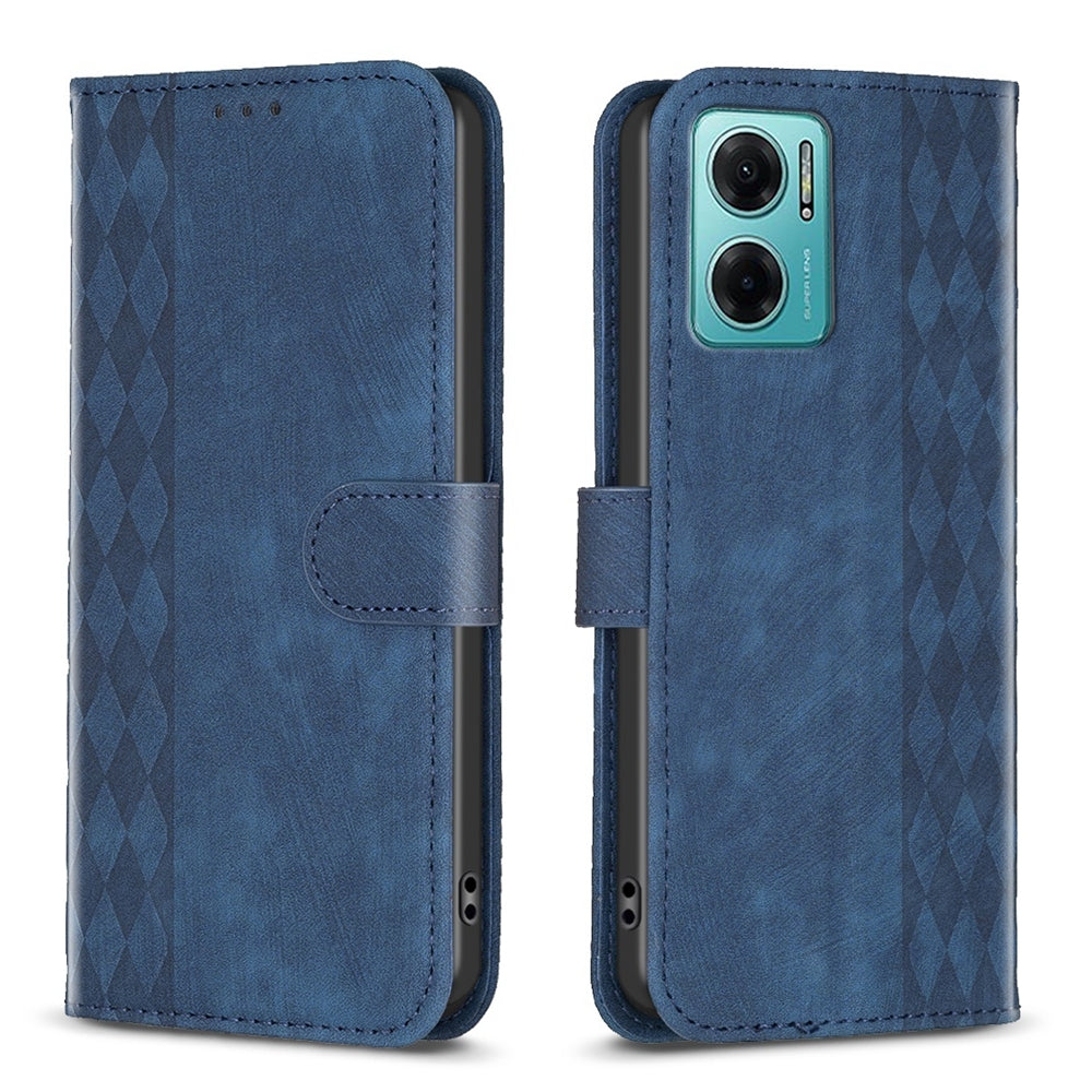 Xiaomi Redmi 10 5G Plaid Embossed Leather Phone Case – Premium Wallet Kickstand & Shock Absorption for Durable Protection