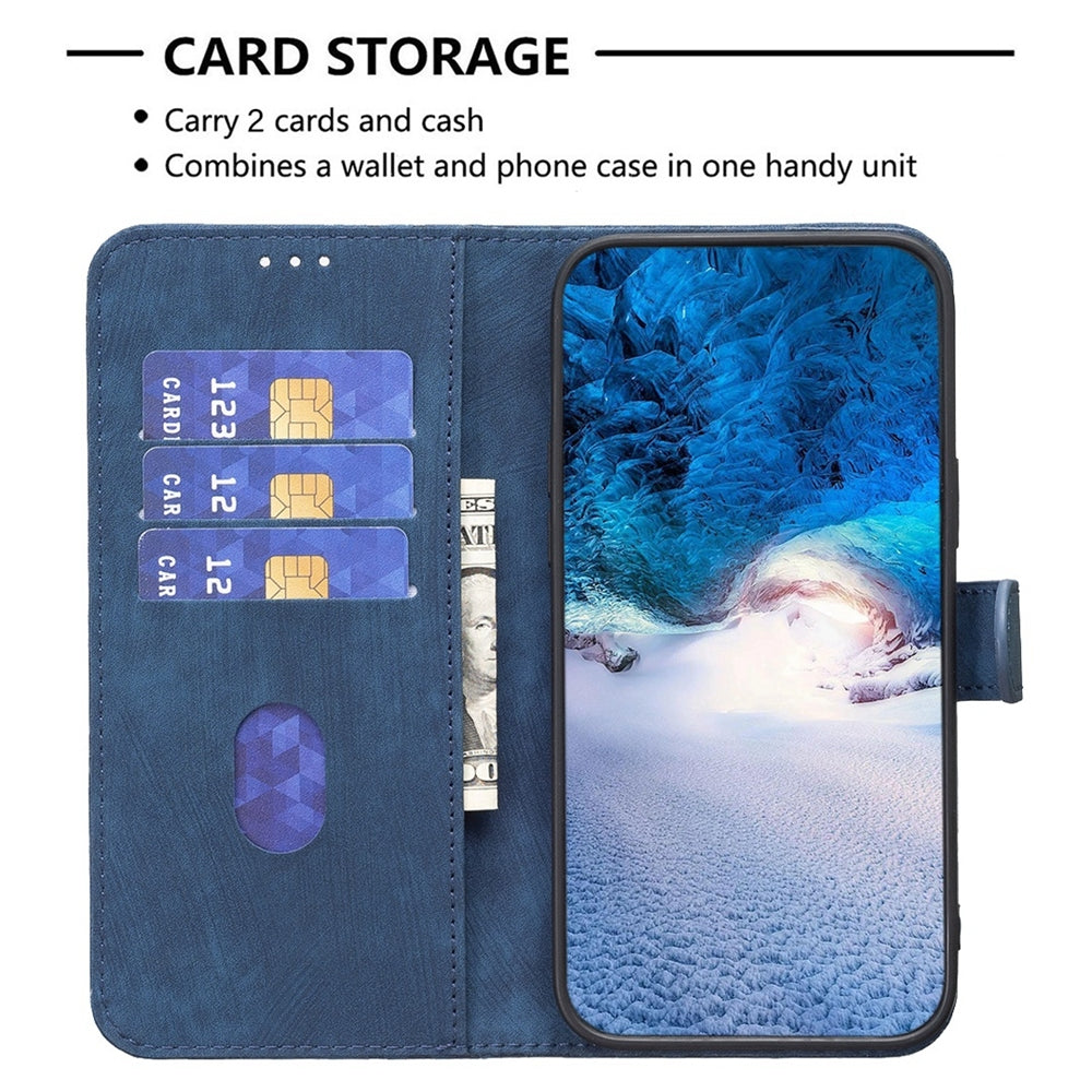 Xiaomi Redmi Note 11E Plaid Embossed Leather Phone Case – Premium Wallet Kickstand & Shock Absorption for Durable Protection