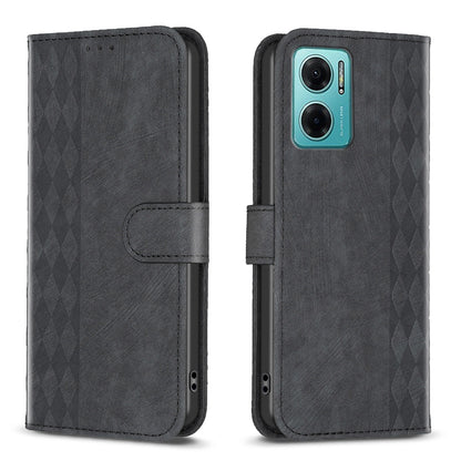 Xiaomi Redmi Note 11E Plaid Embossed Leather Phone Case – Premium Wallet Kickstand & Shock Absorption for Durable Protection