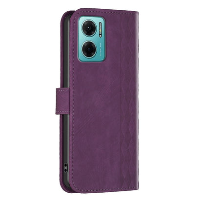Xiaomi Redmi Note 11E Plaid Embossed Leather Phone Case – Premium Wallet Kickstand & Shock Absorption for Durable Protection