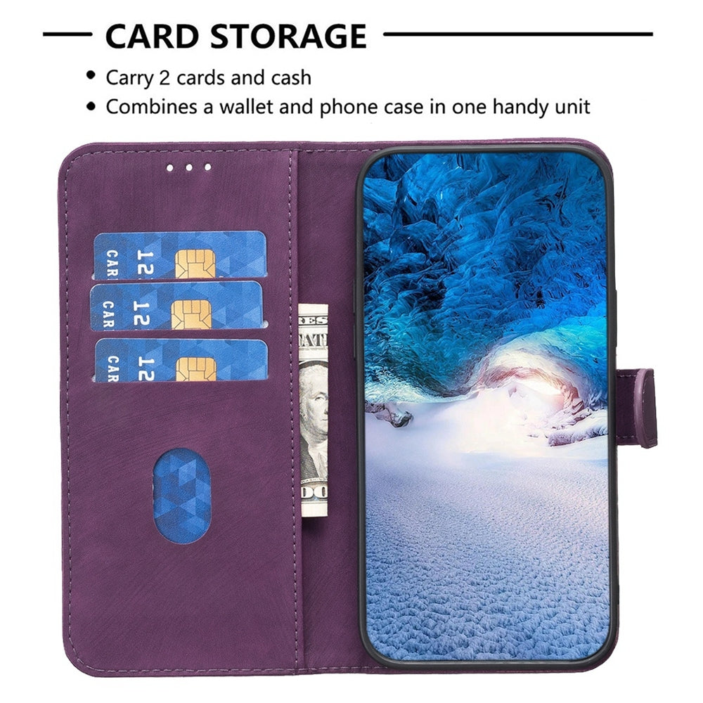 Xiaomi Redmi Note 11E Plaid Embossed Leather Phone Case – Premium Wallet Kickstand & Shock Absorption for Durable Protection