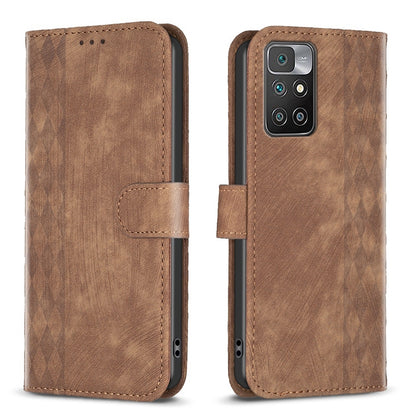 Xiaomi Redmi 10 2022 Plaid Embossed Leather Phone Case – Premium Wallet Kickstand & Shock Absorption for Durable Protection