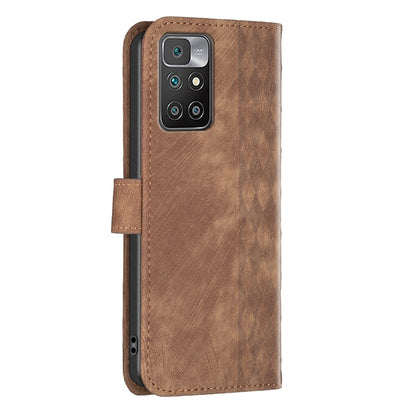 Xiaomi Redmi 10 2022 Plaid Embossed Leather Phone Case – Premium Wallet Kickstand & Shock Absorption for Durable Protection