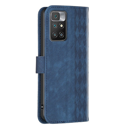 Xiaomi Redmi 10 2022 Plaid Embossed Leather Phone Case – Premium Wallet Kickstand & Shock Absorption for Durable Protection
