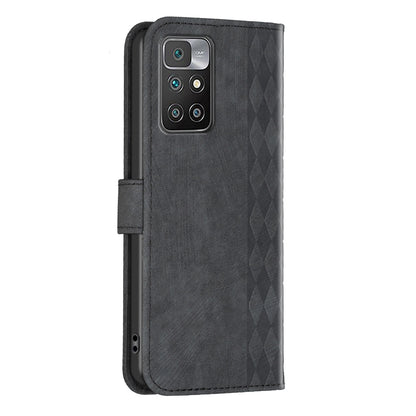Xiaomi Redmi 10 2022 Plaid Embossed Leather Phone Case – Premium Wallet Kickstand & Shock Absorption for Durable Protection