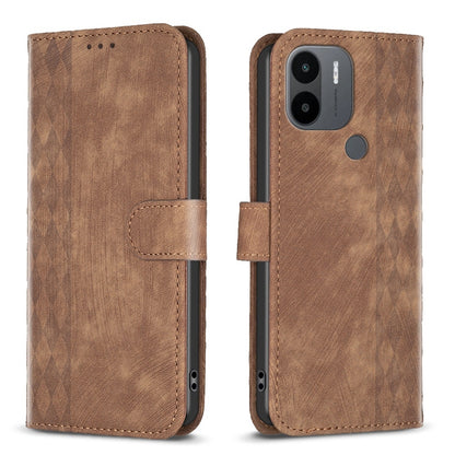 Xiaomi Redmi A1 Plaid Embossed Leather Phone Case – Premium Wallet Kickstand & Shock Absorption for Durable Protection
