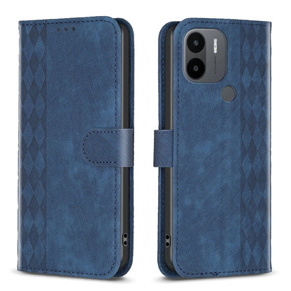 Xiaomi Redmi A1+ Plaid Embossed Leather Phone Case – Premium Wallet Kickstand & Shock Absorption for Durable Protection