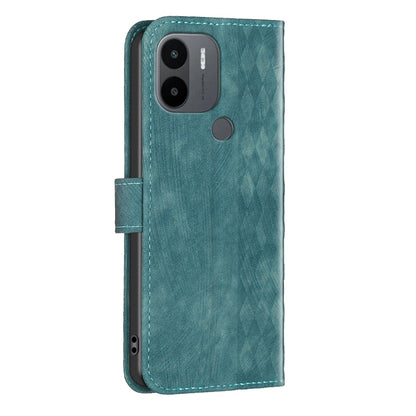 Xiaomi Redmi A1 Plaid Embossed Leather Phone Case – Premium Wallet Kickstand & Shock Absorption for Durable Protection