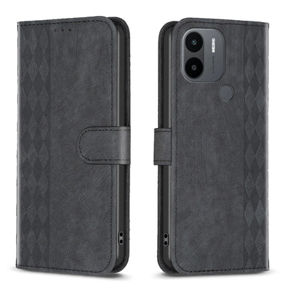 Xiaomi Redmi A1+ Plaid Embossed Leather Phone Case – Premium Wallet Kickstand & Shock Absorption for Durable Protection
