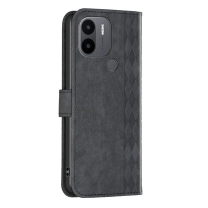 Xiaomi Redmi A1 Plaid Embossed Leather Phone Case – Premium Wallet Kickstand & Shock Absorption for Durable Protection