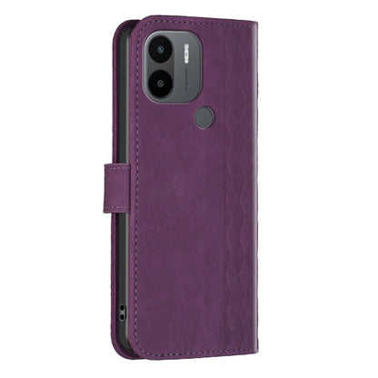 Xiaomi Redmi A1+ Plaid Embossed Leather Phone Case – Premium Wallet Kickstand & Shock Absorption for Durable Protection