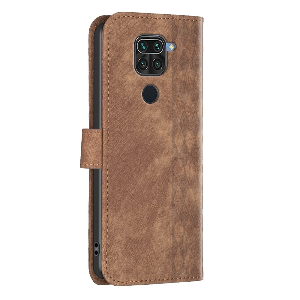 Xiaomi Redmi Note 9 Plaid Embossed Leather Phone Case – Premium Wallet Kickstand & Shock Absorption for Durable Protection