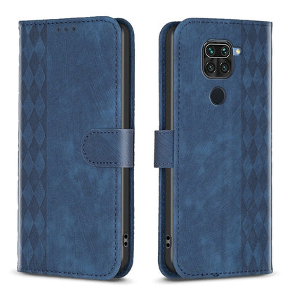 Xiaomi Redmi Note 9 Plaid Embossed Leather Phone Case – Premium Wallet Kickstand & Shock Absorption for Durable Protection