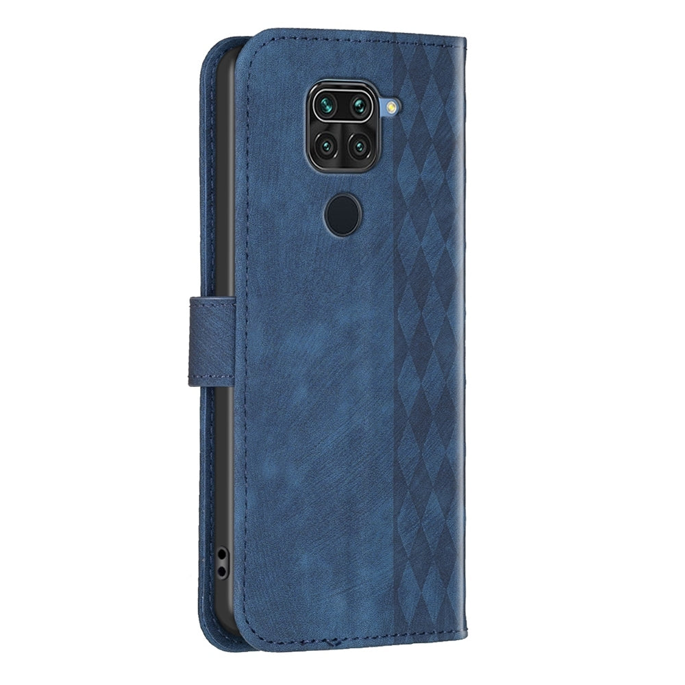 Xiaomi Redmi Note 9 Plaid Embossed Leather Phone Case – Premium Wallet Kickstand & Shock Absorption for Durable Protection