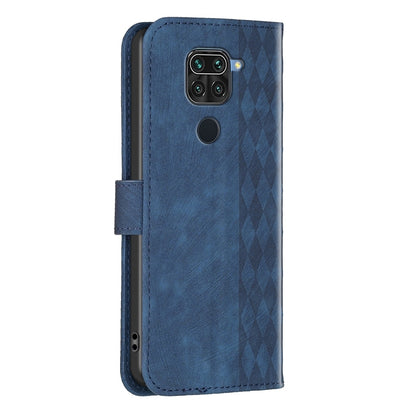 Xiaomi Redmi Note 9 Plaid Embossed Leather Phone Case – Premium Wallet Kickstand & Shock Absorption for Durable Protection