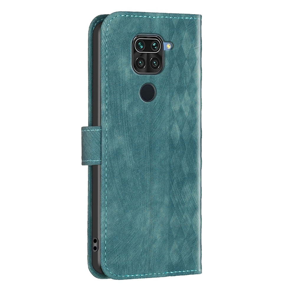 Xiaomi Redmi Note 9 Plaid Embossed Leather Phone Case – Premium Wallet Kickstand & Shock Absorption for Durable Protection
