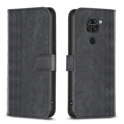 Xiaomi Redmi Note 9 Plaid Embossed Leather Phone Case – Premium Wallet Kickstand & Shock Absorption for Durable Protection