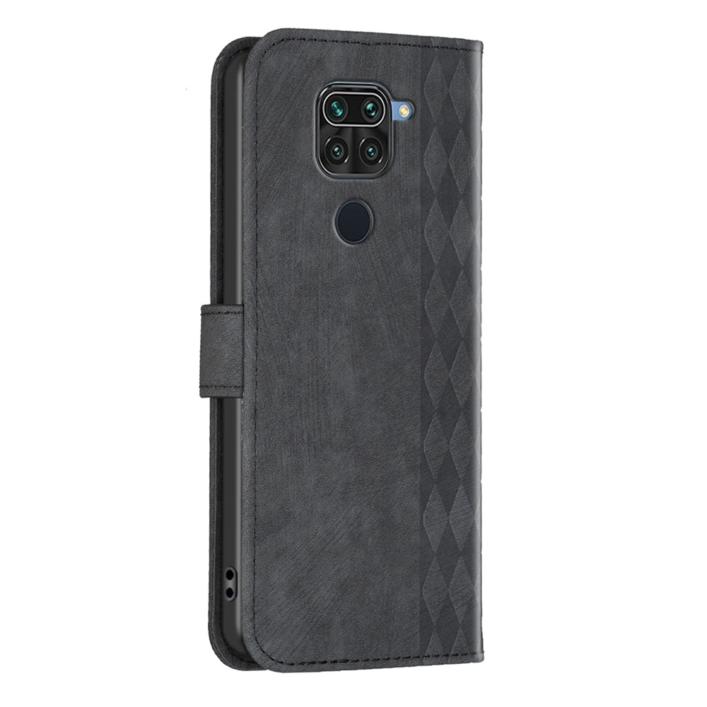 Xiaomi Redmi Note 9 Plaid Embossed Leather Phone Case – Premium Wallet Kickstand & Shock Absorption for Durable Protection