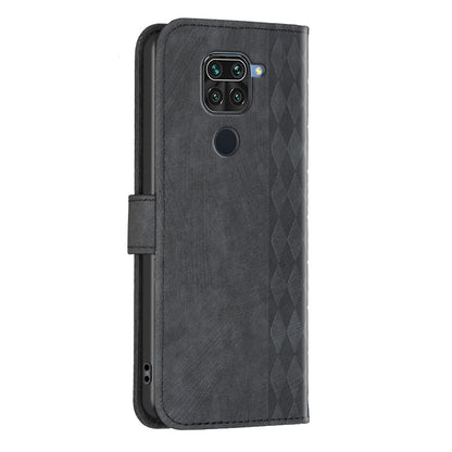 Xiaomi Redmi Note 9 Plaid Embossed Leather Phone Case – Premium Wallet Kickstand & Shock Absorption for Durable Protection