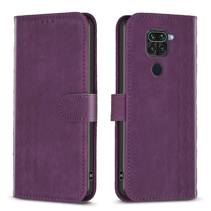 Xiaomi Redmi Note 9 Plaid Embossed Leather Phone Case – Premium Wallet Kickstand & Shock Absorption for Durable Protection