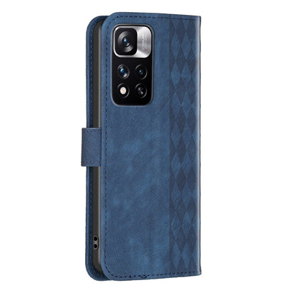 Xiaomi Redmi Note 11 Pro Plaid Embossed Leather Phone Case – Premium Wallet Kickstand & Shock Absorption for Durable Protection
