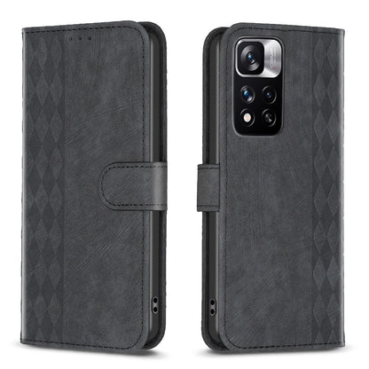Xiaomi Redmi Note 11 Pro Plaid Embossed Leather Phone Case – Premium Wallet Kickstand & Shock Absorption for Durable Protection