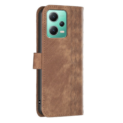 Xiaomi Redmi Note 12 5G Global Plaid Embossed Leather Phone Case – Premium Wallet Kickstand & Shock Absorption for Durable Protection