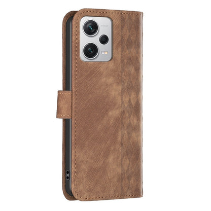 Xiaomi Redmi Note 12 Pro+ Global Plaid Embossed Leather Phone Case – Premium Wallet Kickstand & Shock Absorption for Durable Protection
