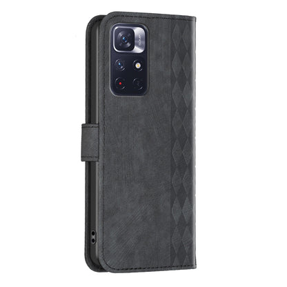 Xiaomi Redmi Note 12S 4G Plaid Embossed Leather Phone Case – Premium Wallet Kickstand & Shock Absorption for Durable Protection