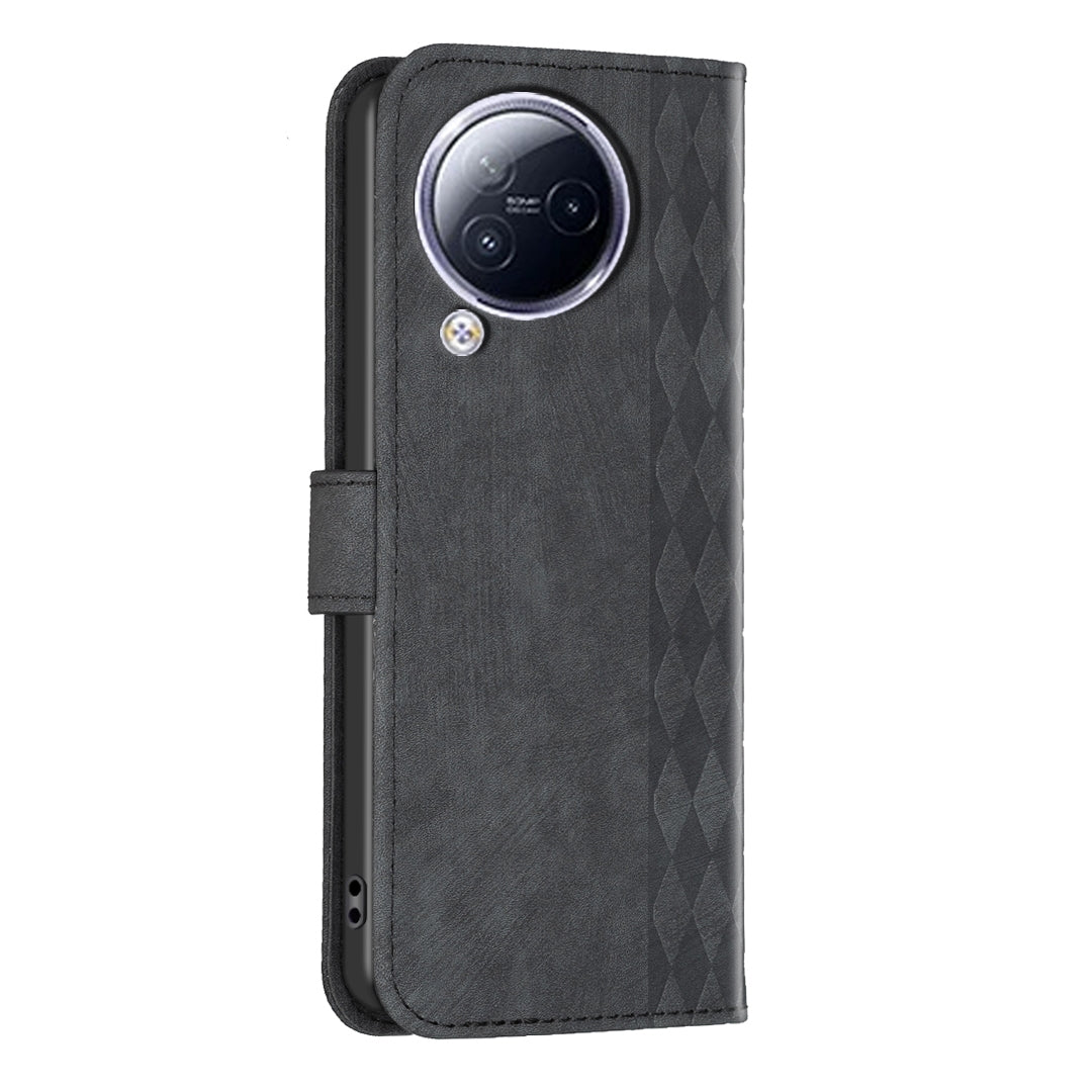 Xiaomi Civi 3 5G Plaid Embossed Leather Phone Case – Premium Wallet Kickstand & Shock Absorption for Durable Protection