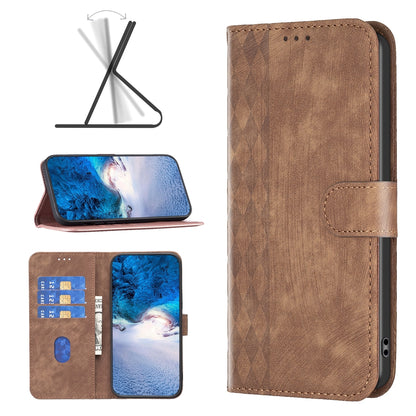 Xiaomi Redmi 12 4G Plaid Embossed Leather Phone Case – Premium Wallet Kickstand & Shock Absorption for Durable Protection