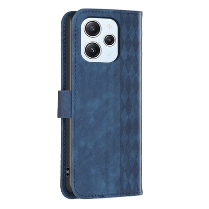 Xiaomi Redmi 12 4G Plaid Embossed Leather Phone Case – Premium Wallet Kickstand & Shock Absorption for Durable Protection