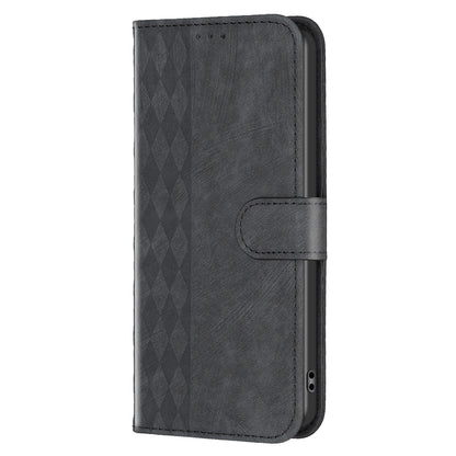 Xiaomi Redmi 12 4G Plaid Embossed Leather Phone Case – Premium Wallet Kickstand & Shock Absorption for Durable Protection