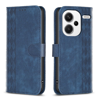 Xiaomi Redmi Note 13 Pro+ 5G Plaid Embossed Leather Phone Case – Premium Wallet Kickstand & Shock Absorption for Durable Protection