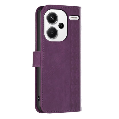 Xiaomi Redmi Note 13 Pro+ 5G Plaid Embossed Leather Phone Case – Premium Wallet Kickstand & Shock Absorption for Durable Protection