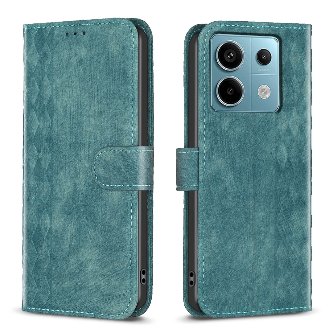 Xiaomi Poco M6 Pro 4G Plaid Embossed Leather Phone Case – Premium Wallet Kickstand & Shock Absorption for Durable Protection