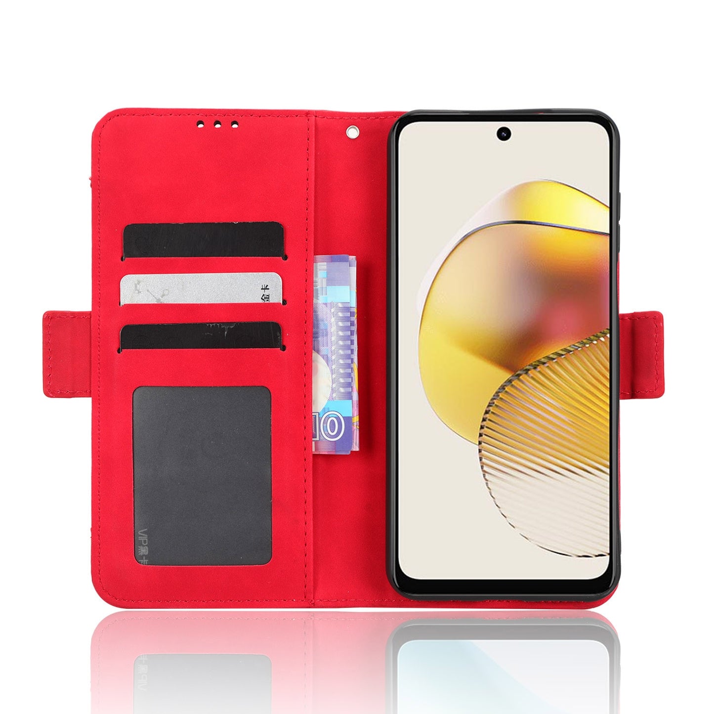 Motorola Moto G 5G 2023 Skin Feel PU Leather Wallet Phone Case with Card Slots, Cash Pocket, Magnetic Closure, Built-In Stand, Full Protection TPU Cover