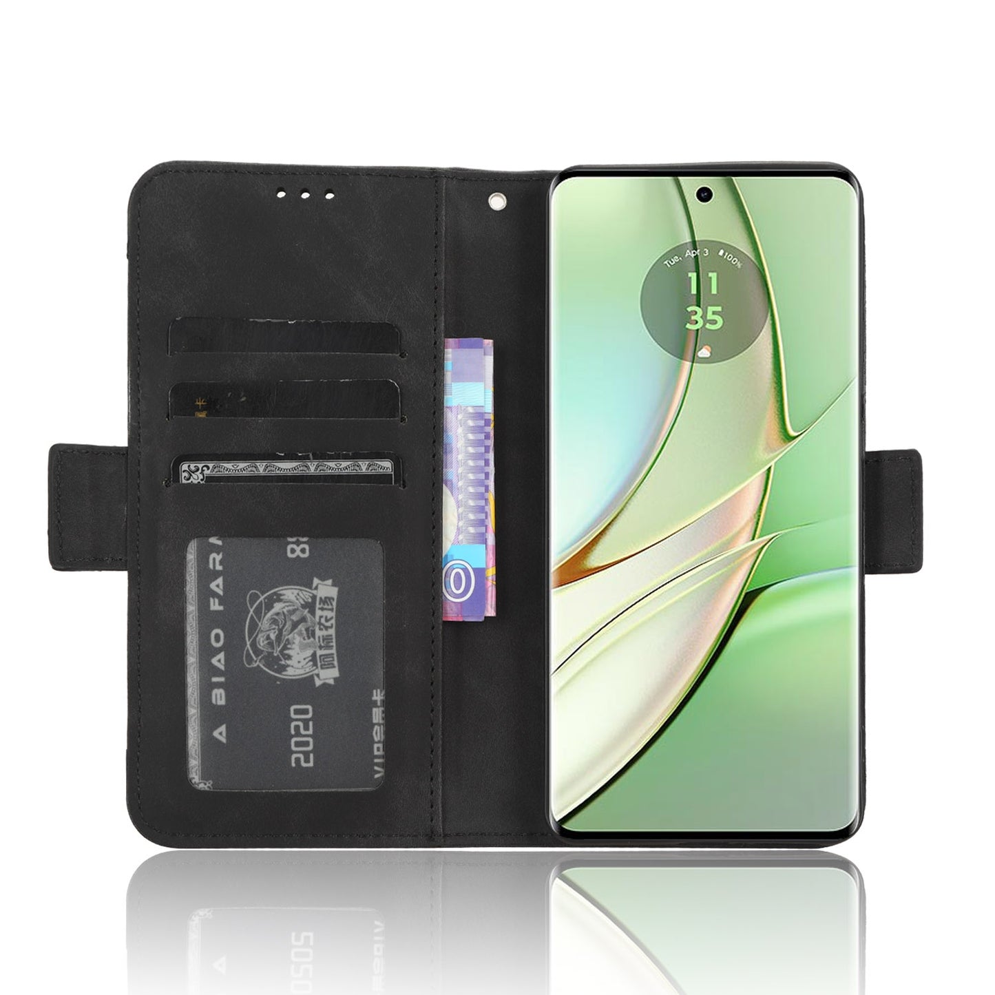 Motorola Edge 40 Skin Feel PU Leather Wallet Phone Case with Card Slots, Cash Pocket, Magnetic Closure, Built-In Stand, Full Protection TPU Cover
