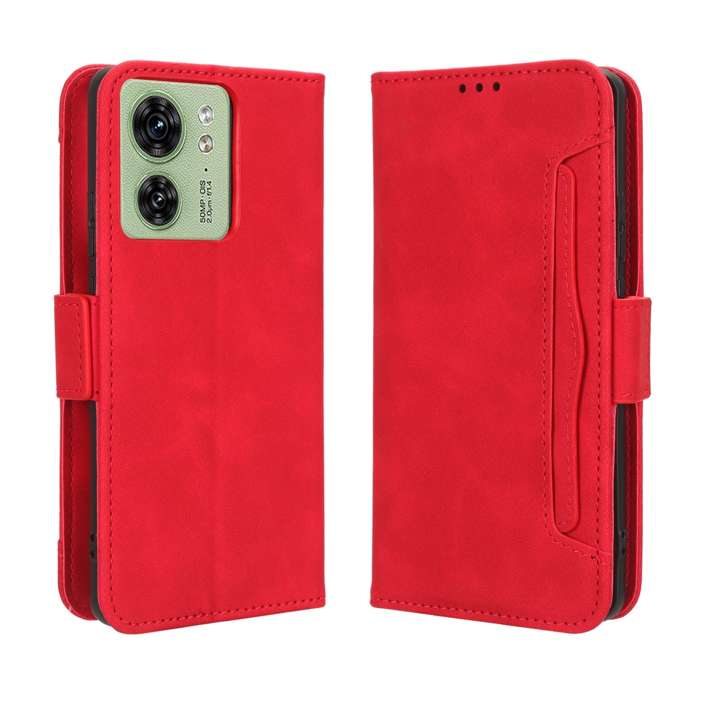 Motorola Edge 40 Skin Feel PU Leather Wallet Phone Case with Card Slots, Cash Pocket, Magnetic Closure, Built-In Stand, Full Protection TPU Cover