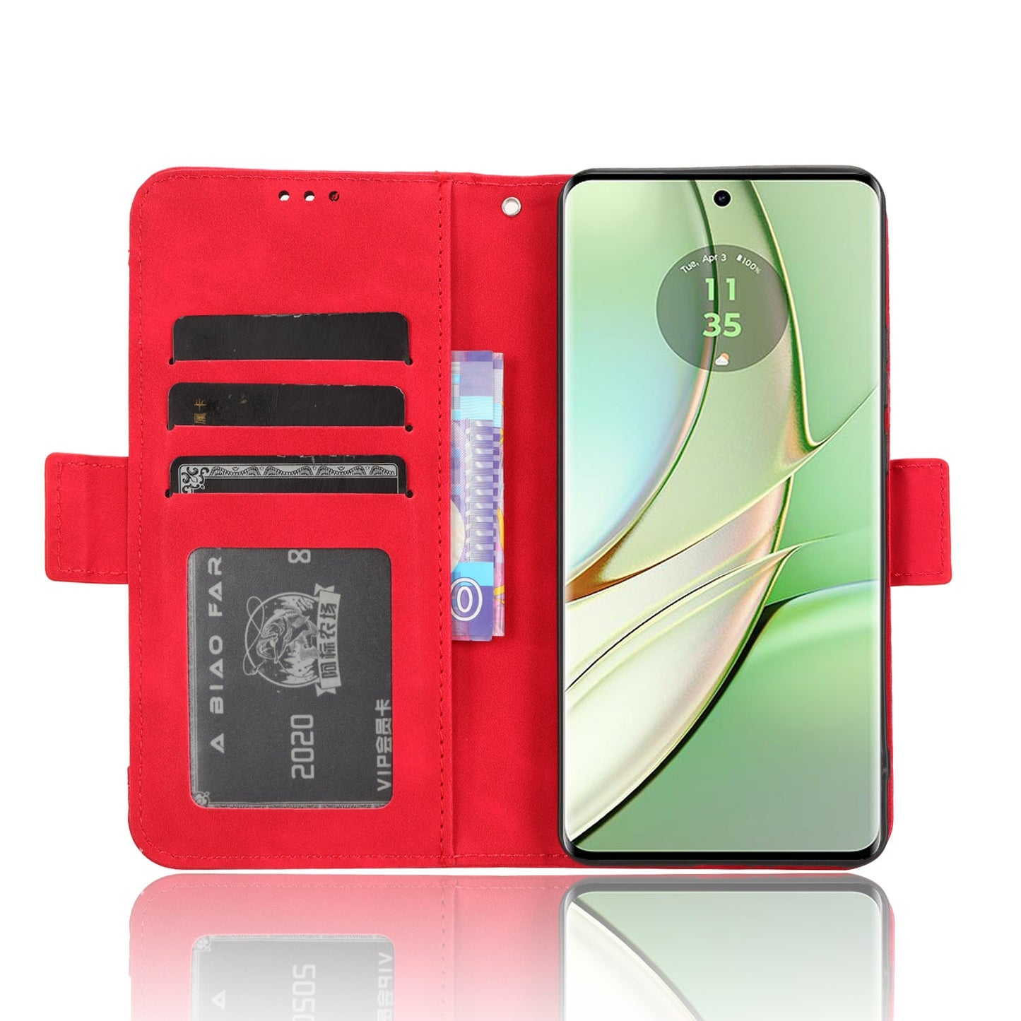 Motorola Edge 40 Skin Feel PU Leather Wallet Phone Case with Card Slots, Cash Pocket, Magnetic Closure, Built-In Stand, Full Protection TPU Cover