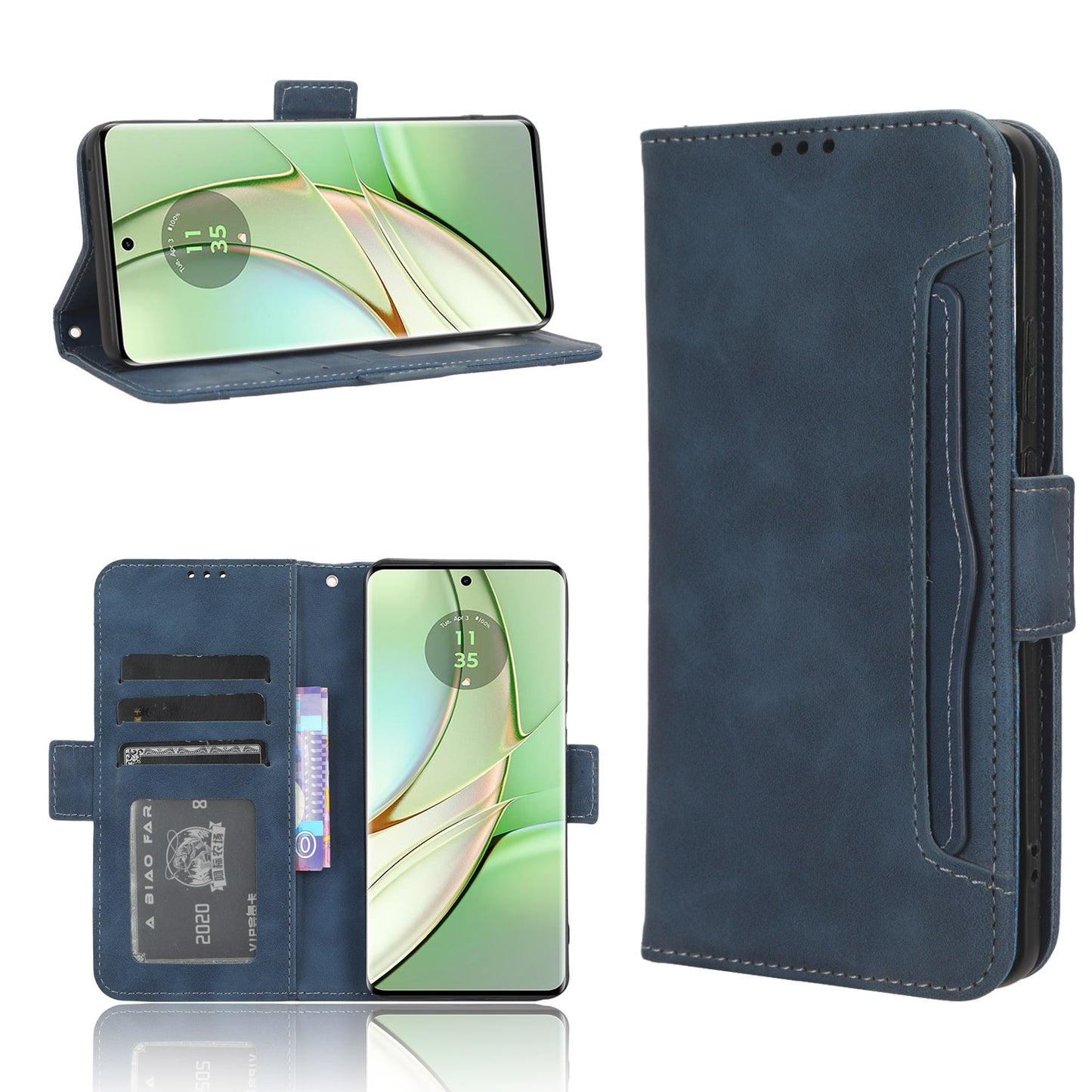 Motorola Edge 40 Skin Feel PU Leather Wallet Phone Case with Card Slots, Cash Pocket, Magnetic Closure, Built-In Stand, Full Protection TPU Cover